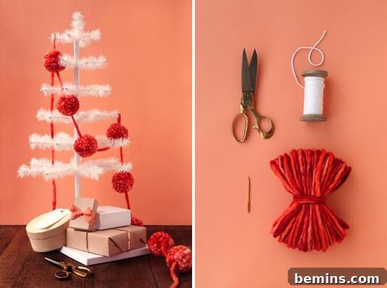 A soft and inviting pom pom garland for a cozy atmosphere.
