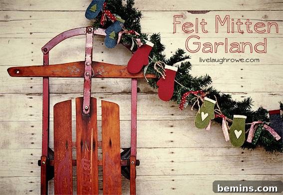 A cute and cozy felt mitten garland.