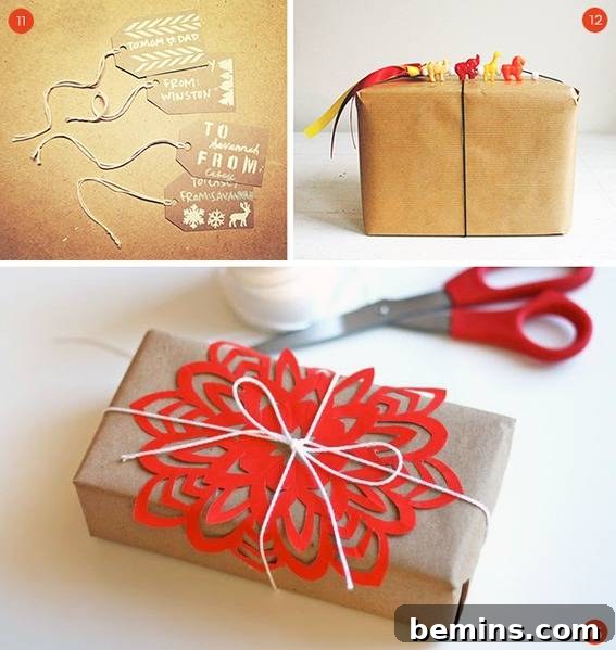 35 Handmade Holiday Gift Tag and Topper Inspirations 5 Assortment of creative DIY gift tags and toppers featuring various materials and designs