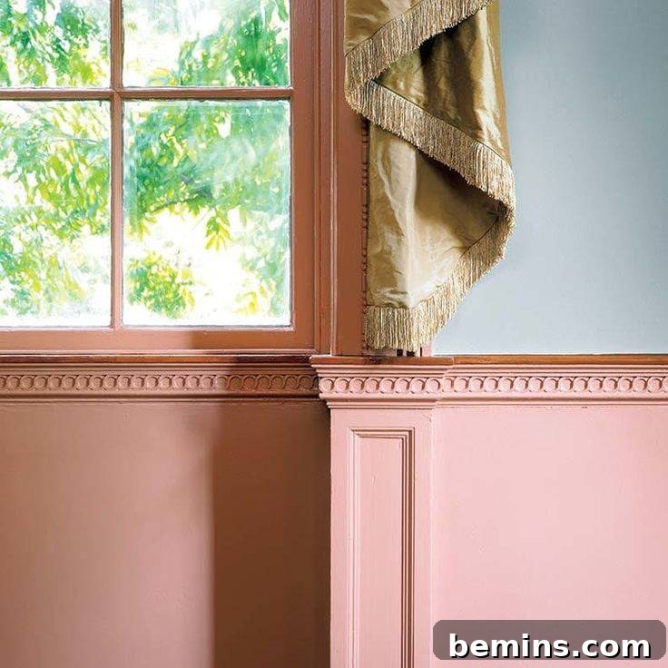 wainscoting in pink scallops