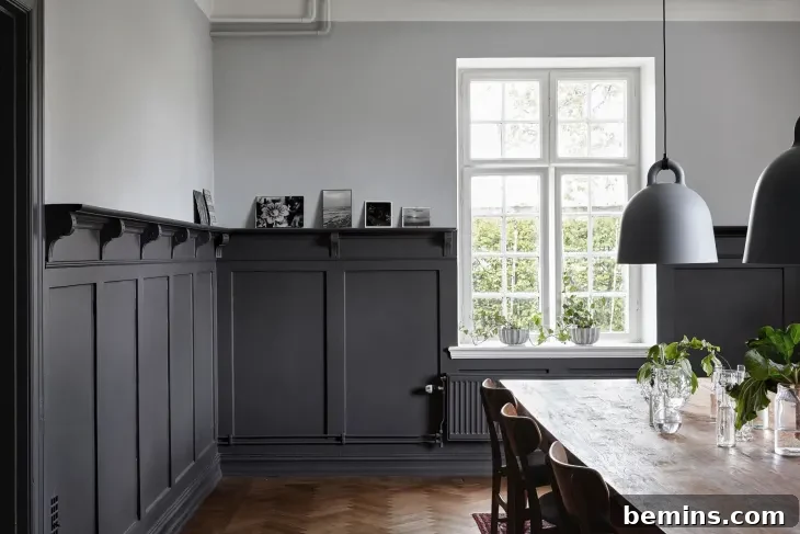 Gray wainscoting