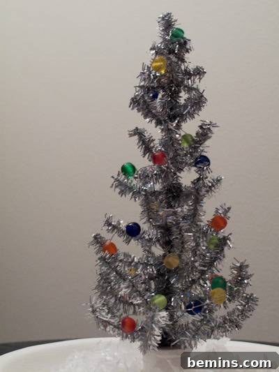How to Craft a Tiny Tinsel Tree Snow Globe 10 Beaded Garland on the Tinsel Tree