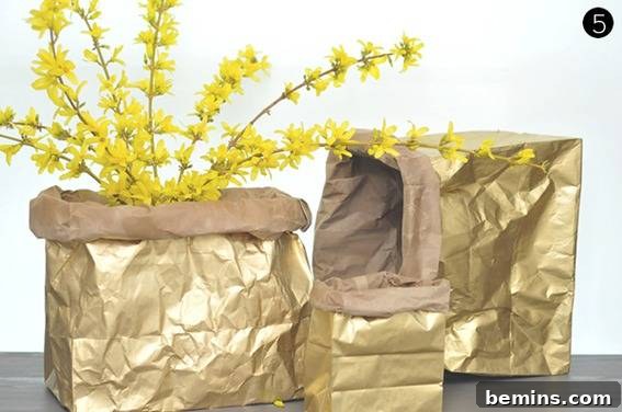 Gilded Creations: 10 Stunning DIY Metallic Vases & Planters 6 DIY Gold Leaf Honey Bear Vases Inspiration