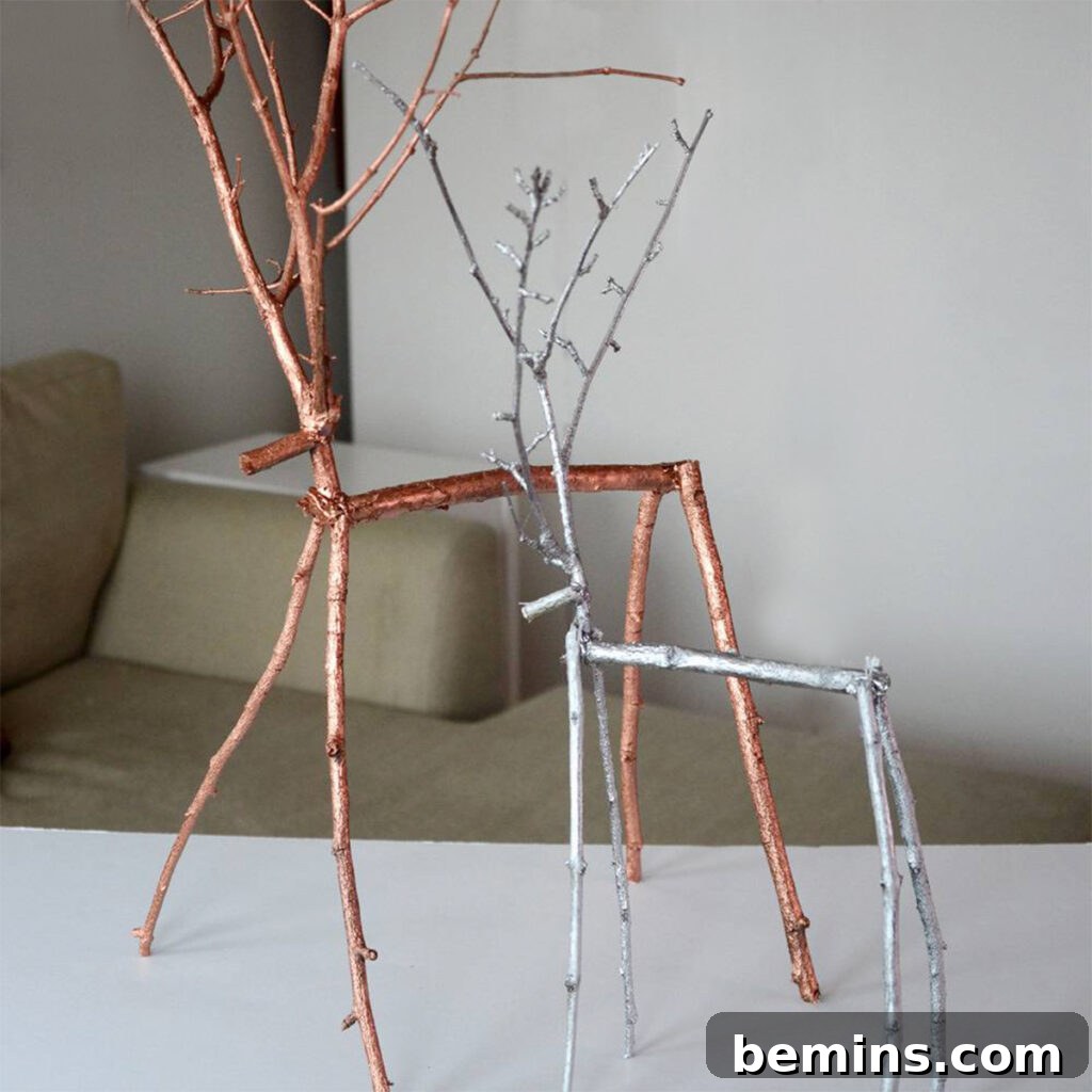 DIY Metallic Twig Reindeer
