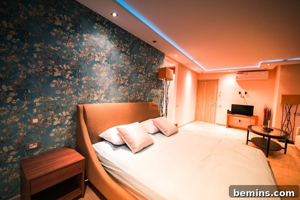 Budget Bedroom Wallpaper: Stylish Upgrades That Won't Break the Bank 20 Empty Bed Inside a Lighted Room with wallpaper