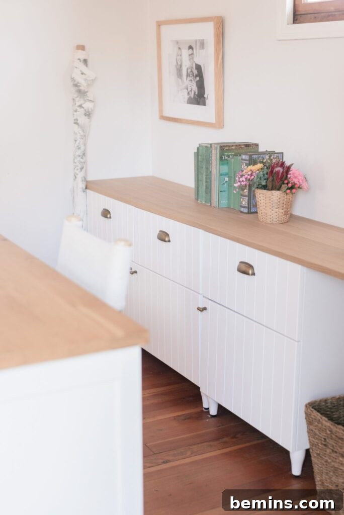 Striking IKEA BESTA Transformations for a Unique Home 12 White Ikea BESTA unit with wooden top and multiple drawers