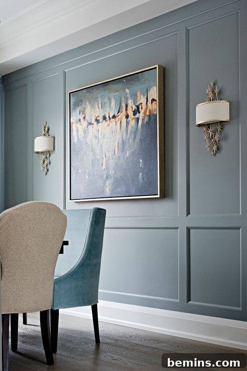 Inspiring Wainscoting: 15+ Dining Room Design Ideas 11 Dining room with full wall wainscoting in blue