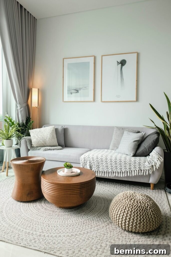 Command Strips Unleashed: Gallery Walls Without the Nail Holes 4 A living room showcasing how Command Strips can be used to create a stylish and damage-free wall decor arrangement.
