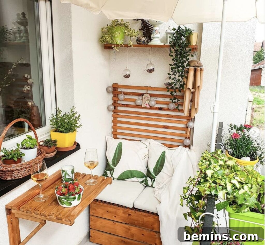 Effortless Home Oasis: Your Guide to a Summer Staycation 16 Balcony with brown table and chair and green plants