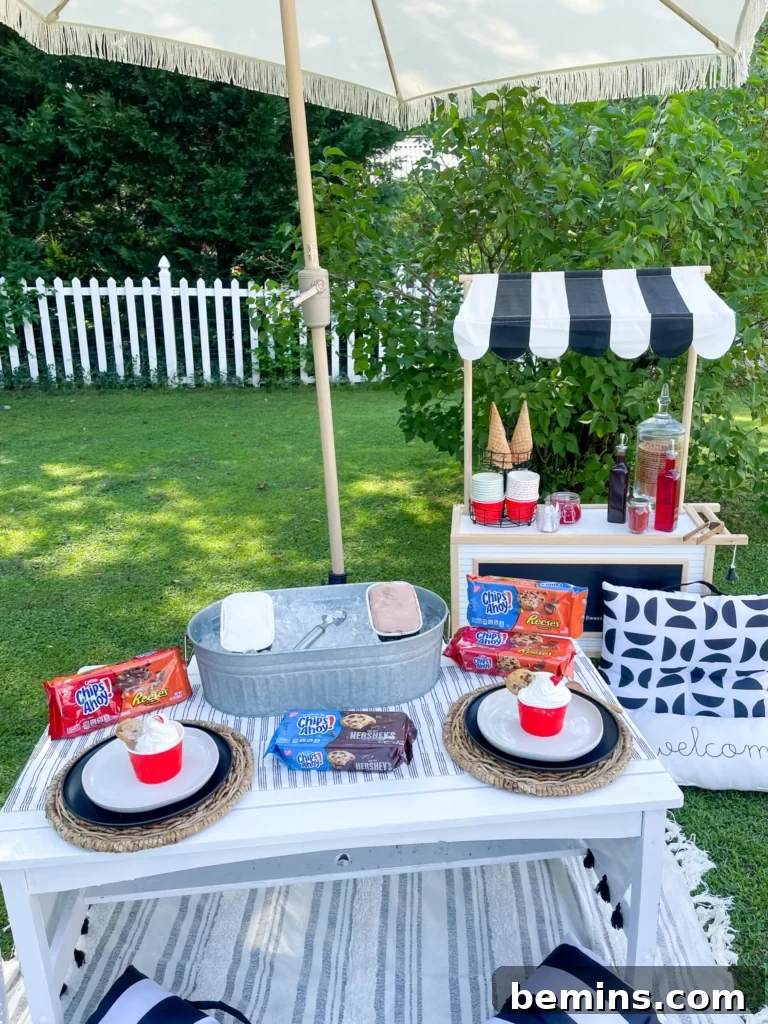 Effortless Home Oasis: Your Guide to a Summer Staycation 17 Backyard with ice cream station