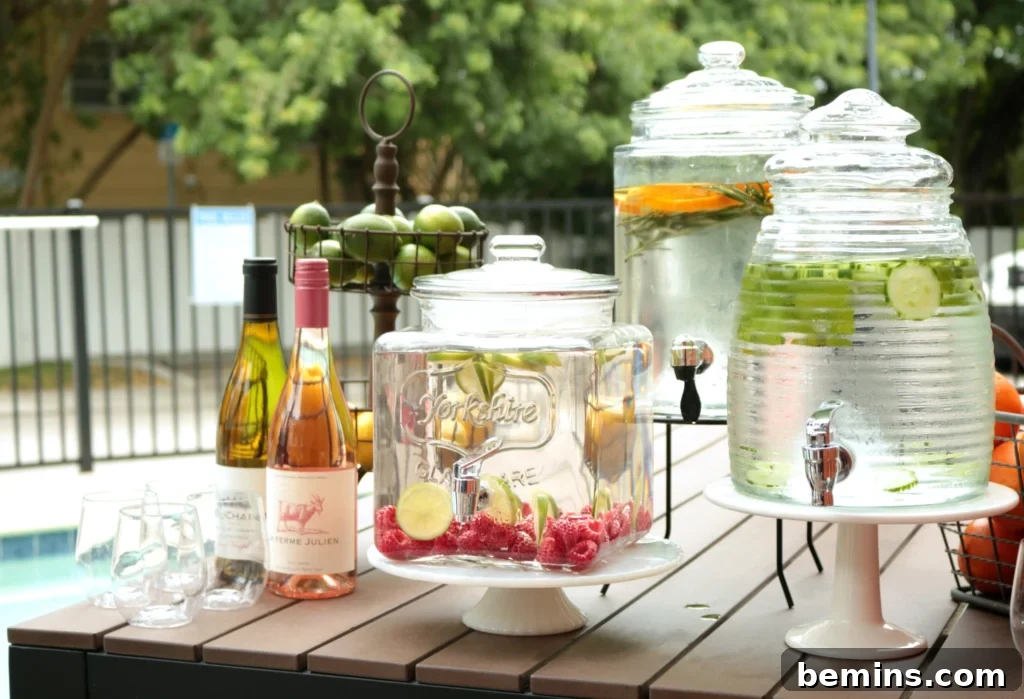 Effortless Home Oasis: Your Guide to a Summer Staycation 9 Outdoor brown picnic table with three glass drink containers