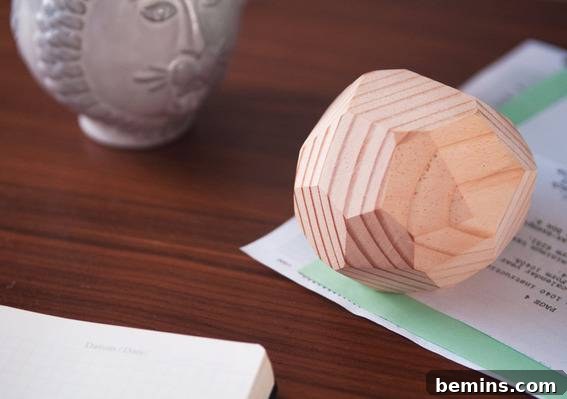 Finished Faceted Wood Paperweight