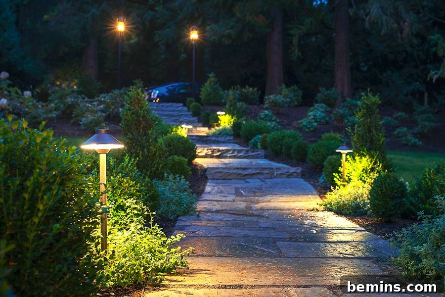 Transform Your Garden with Brilliant Uplighting Designs 8 Garden path with soft edge lighting