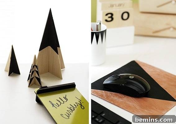 DIY Leather Mouse Pad and Tabletop Trees