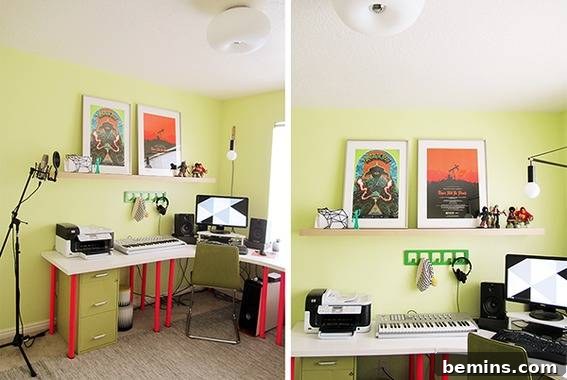 Office Corner with Neon Pink Desk Legs