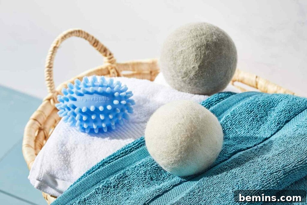 Sustainable, Eco-Friendly Alternatives to Dryer Sheets 9 Wool dryer balls in various colors, highlighting their reusability and eco-friendliness.