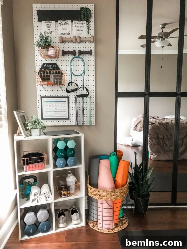 Maximizing Your Small Space: Smart Home Gym Design Ideas 16 Bedroom with workout equipment in the corner