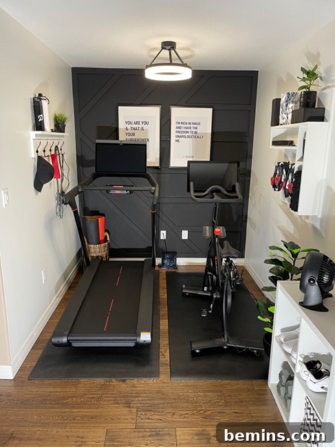Maximizing Your Small Space: Smart Home Gym Design Ideas 17 Home gym space with two ellipticals and motivational quotes on wall