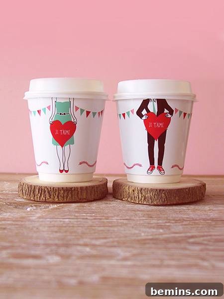 Aşkı Yazdır: 10 Ücretsiz Sevgililer Günü Baskısı 4 DIY 'Je T'ame' Cup Wrappers