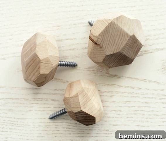 DIY Faceted Wood Wall Hooks