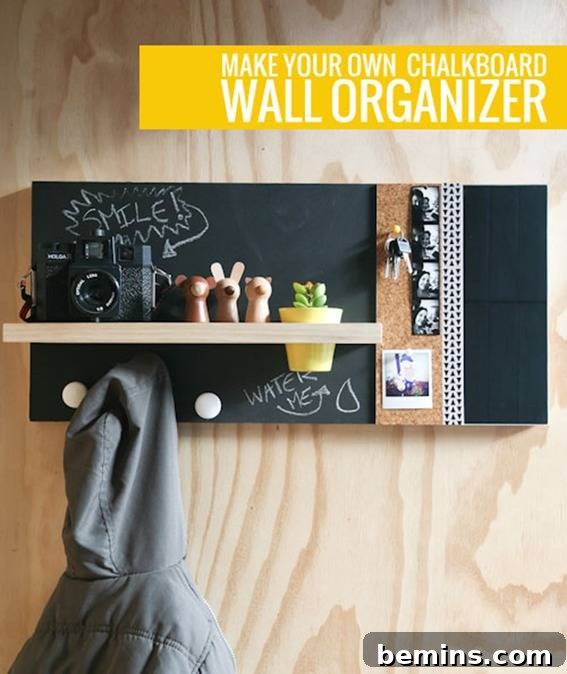 DIY Modern Chalkboard Organizer and Coat Rack