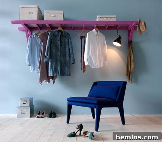 DIY Floating Ladder Coat Rack and Shelf