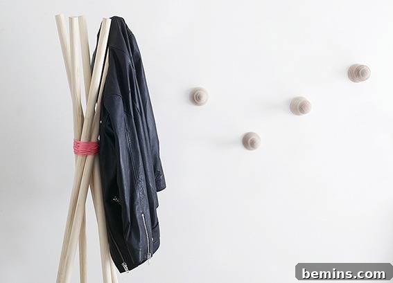 DIY Wood and Twine Coat Stand