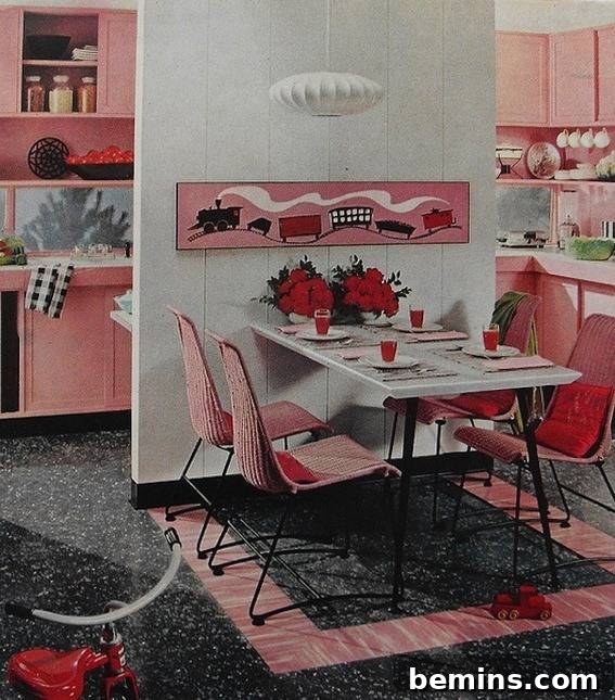 Visually Sweet: 10 Stunning Red and Pink Kitchen Designs 7 1960s Retro Kitchen Breakfast Nook Dining Pink Red
