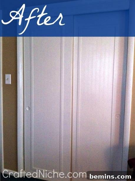 Sliding closet doors adorned with fabric for a unique look