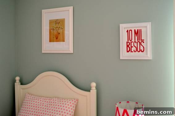 The wall decorations add a playful and whimsical touch to Ayla's room.