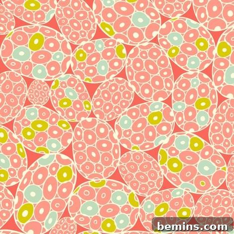 Fabric swatch from Spoonflower, featuring seafoam and coral colors.