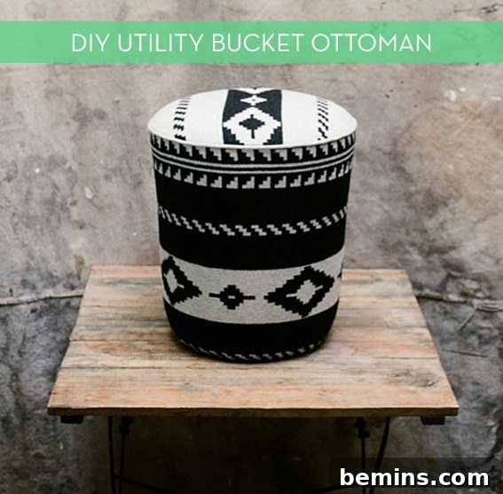 DIY Ottoman Upgrade: From Utility Bucket to Stylish Seating 2 DIY Upholstered Ottoman