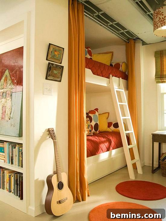After: Finished Basement with Bunk Bed Setup