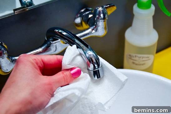 Cleaning a bathroom faucet