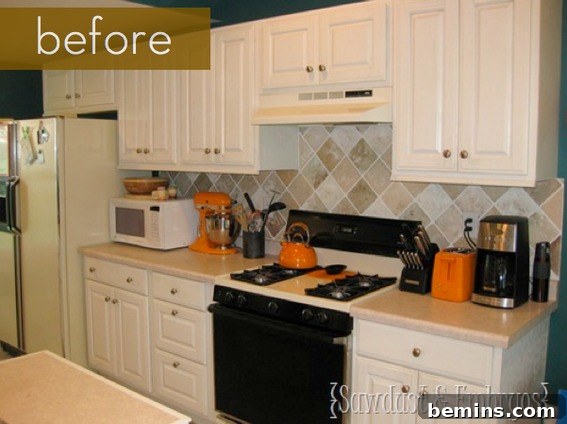 Before: Original Painted Backsplash