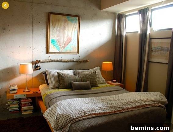 Cozy Rustic-Meets-Modern Basement Bedroom