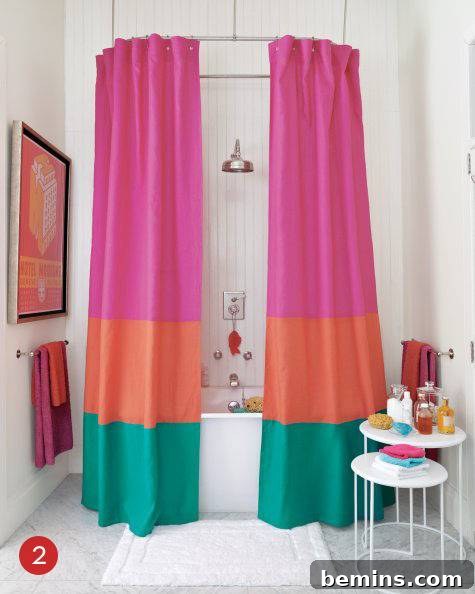 DIY Color Block Shower Curtain