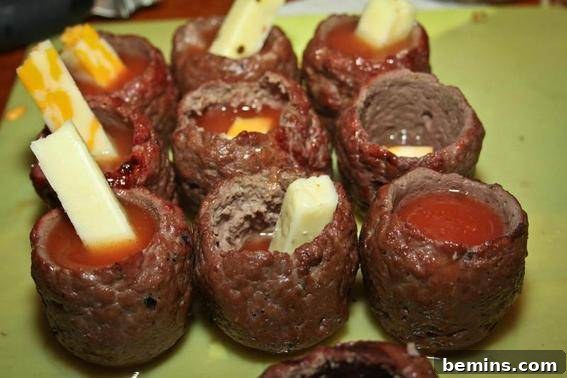 Meat shot glasses with savory drink
