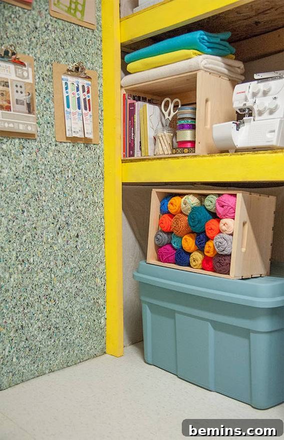 Garage with well organized shelving