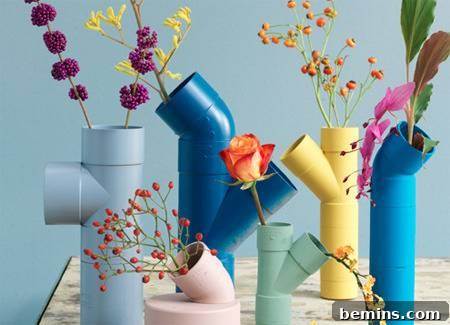Modern and minimalist PVC pipe vases