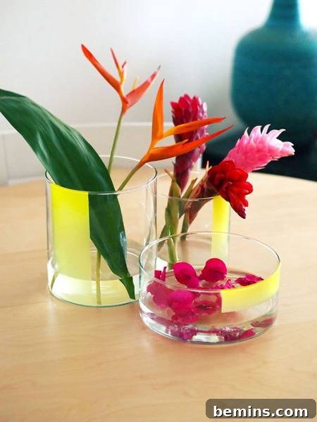 Lush and vibrant jungalicious centerpiece