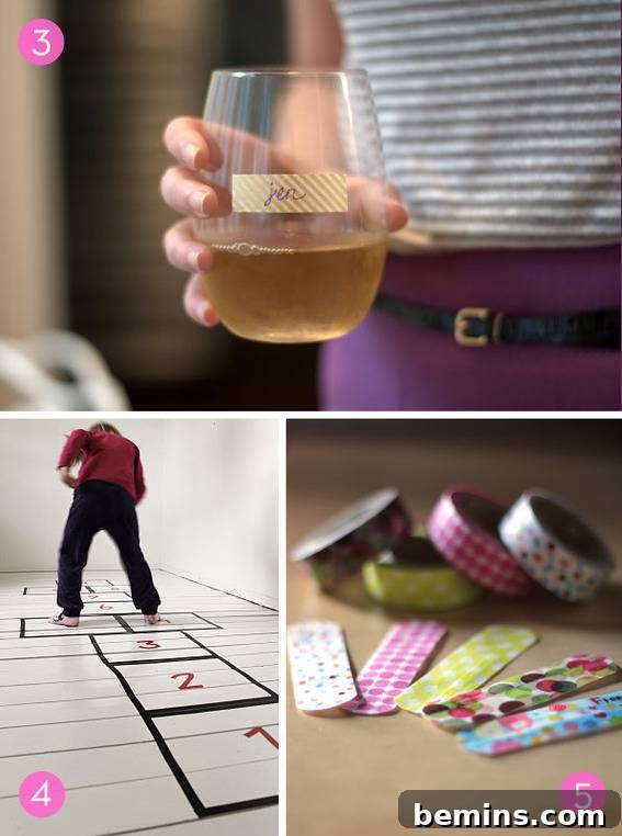Washi Tape Wine Glass Name Tags