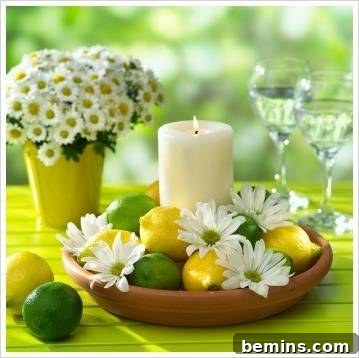 Creative spring centerpiece using oranges as vases