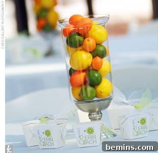 Glass container filled with various citrus fruits