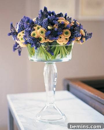 Elegant spring centerpiece using a compote dish