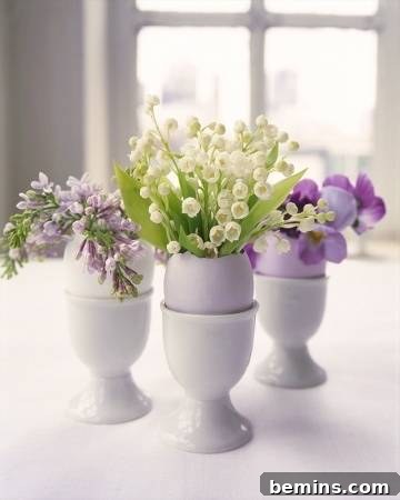 Sweet spring centerpiece using egg cups