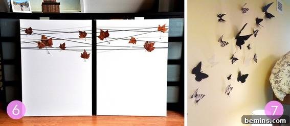 A canvas art piece decorated with leaves, showcasing natural beauty