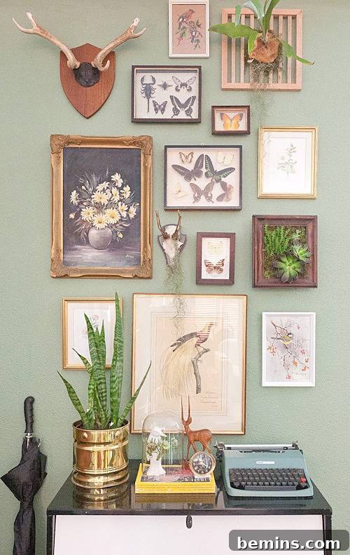 An eye-catching art gallery adorns the walls, showcasing a curated collection of pieces that add character and sophistication to the space.