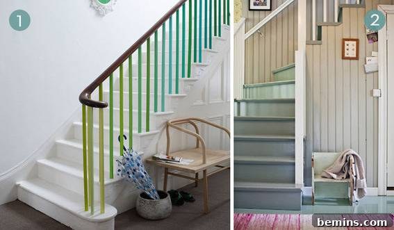 Stairway to Chic: 10 DIY Makeover Ideas for Your Stairs 3 Staircase railing painted in an interesting way to add drama.