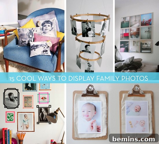 Creative craft ideas for showcasing your treasured family photos in a stylish way.